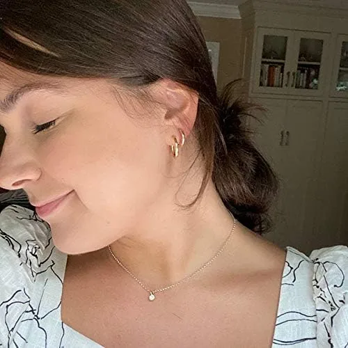 Vista 4 de Gacimy - Aros para mujer, chapados en oro de 14 quilates con plata de ley 925