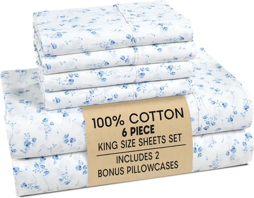 Vista 122 de Casa Platino Juego de sábanas Twin – Sábanas Twin 100% algodón con 2 fundas de almohada, sensación ligera y ajuste seguro, tejido percal crujiente