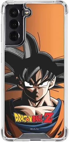 Skinit Funda transparente compatible con Galaxy S21 5G – Diseño de retrato de Dragon Ball Z Goku con licencia oficial