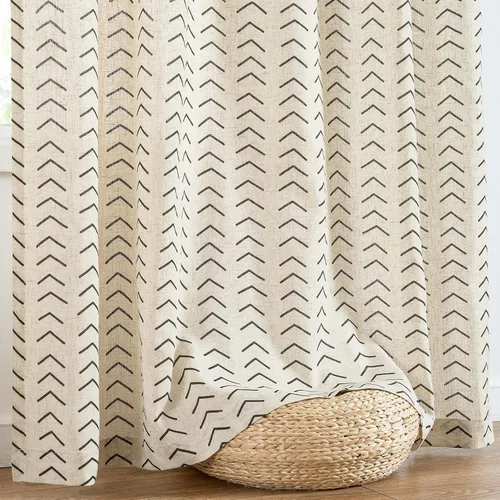 Vista 9 de jinchan Cortinas de lino bohemias para sala de estar, cortinas semitransparentes para dormitorio, 63 pulgadas de largo, cortinas de granja