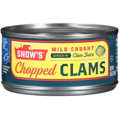 Snow's Almejas Cortadas Silvestres Enlatadas, Lata de 6.5 oz - 5g de Proteína Por Porción - Sin Gluten, Apto para Keto, 99% Libre de Grasa