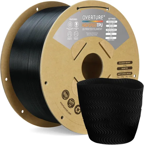 Vista 13 de OVERTURE - Filamento de TPU de alta velocidad de 1/16 pulgadas, rollo flexible 95A, impresora 3D, precisión dimensional +/- 0.001 pulgadas, se