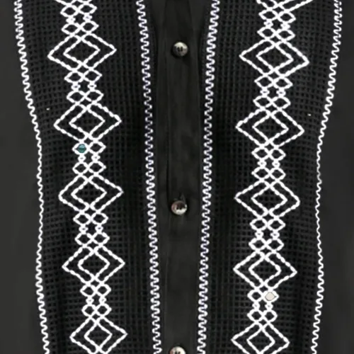 Vista 7 de Camisa de manga corta de Guayabera mexicana para hombre Camisa mexicana bordada estilo tradicional. Hecho en México. 100% algodón