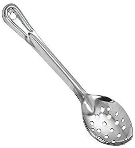 Winco Prime Cuchara para hilvanar de acero inoxidable, NSF, perforada, 11 pulgadas