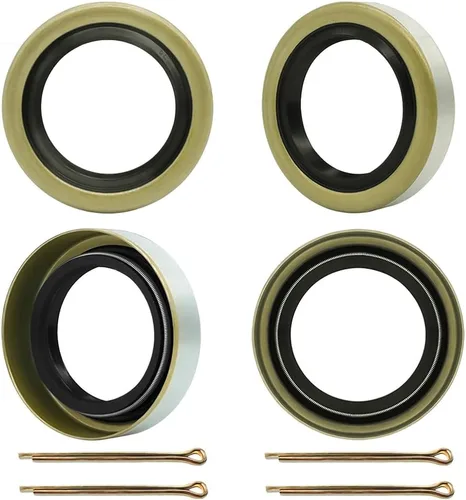 RV MURTS 4 piezas Sellos de Grasa para Cubo de Rueda de Eje de Remolque ID 1.719" x OD 2.565" Sellos de Grasa de Doble Labio con 4 piezas Pasadores