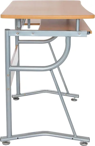 Vista 7 de Techni Mobili Escritorio compacto para computadora con estante lateral y panel de teclado, cereza, 43 x 19.5 x 30 pulgadas