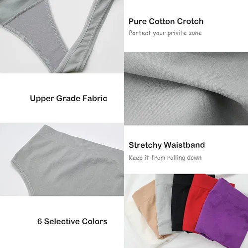 Vista 4 de Umiehary Bragas deportivas elásticas de algodón y nailon de cintura alta para mujer ropa interior transpirable talla regular y grande