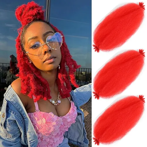 Vista 15 de Cabello Afro Twist de 30 Pulgadas 2 Paquetes, Cabello Afro Twist Elástico Pre Esponjado Cabello Spring Twist Pre Estirado Cabello para Envolver