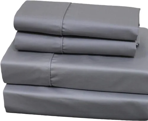 Vista 3 de Solid Blue Top Split King: Sábanas ajustables tamaño King, juego de sábanas de 4 piezas, 100% algodón, 650 hilos, satén, bolsillo profundo