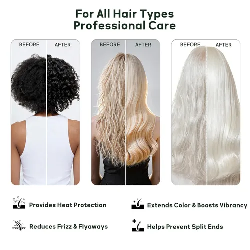 Vista 3 de Aceite botánico para cabello seco y dañado, suero ligero sin enjuague con protección contra el calor, control de encrespamiento, brillo y cuidado