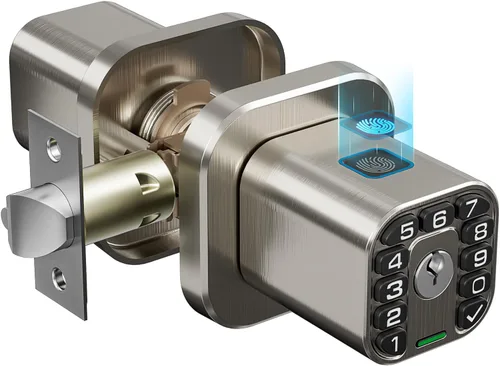 Vista 13 de Richelock - Perilla de puerta de huellas dactilares, cerradura de puerta biométrica inteligente con teclado, perilla de puerta de código de entrada