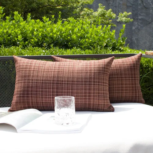 Vista 19 de Kevin Textile - Juego de 2 fundas de almohada decorativas para exteriores, impermeables, para jardín, patio, tienda de campaña, sofá, de 16 x 16