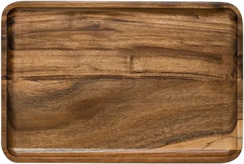 Vista 3 de HomeImpel Bandeja de madera, 100% madera natural, duradera, 11 x 4.1 x 0.6 pulgadas, acacia, bandeja para servir alimentos, postres, ensaladas