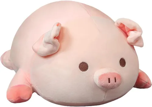 MDXMY Almohada de peluche de cerdo de cerdo, almohada suave y gruesa para abrazar, juguetes lindos para niños y niñas (ojos redondos, 15.7 pulgadas)