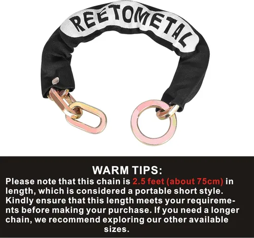 Vista 2 de Cadena de seguridad resistente, cadena de bloqueo antirrobo de acero endurecido a prueba de cortes de 2 pies x 3/8 pulgadas de grosor