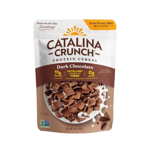 Catalina Crunch Dark Chocolate - Cereal apto para dietas cetogénicas, bajo en carbohidratos, sin azúcar, gluten ni granos, snacks veganos de