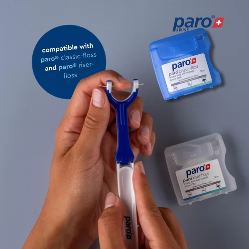 Vista 4 de Paro Soporte para hilo dental, el mango de hilo dental reutilizable de agarre perfecto para limpieza oral, recargable y fácil de limpiar, funciona