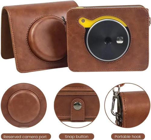 Vista 3 de JINSERTA Funda protectora para cámara instantánea e impresora fotográfica Kodak Mini Shot 3, piel sintética, con correa ajustable extraíble