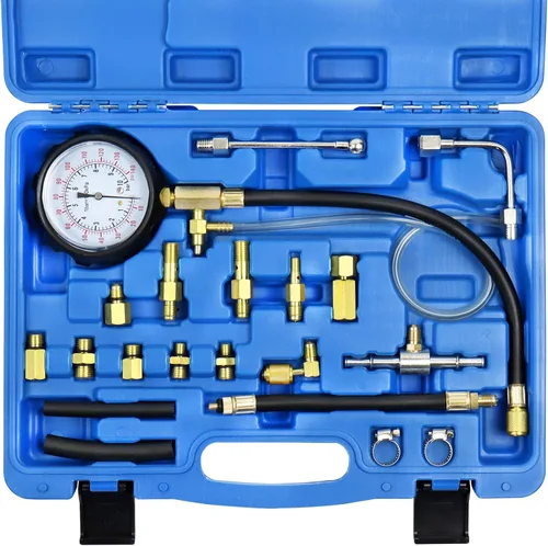 YSTOOL Kit de Medidor Probador de Presión de Combustible 140PSI Motor Automotriz Inyector Bomba de Prueba Gasolina Inyección Manómetro Juego de