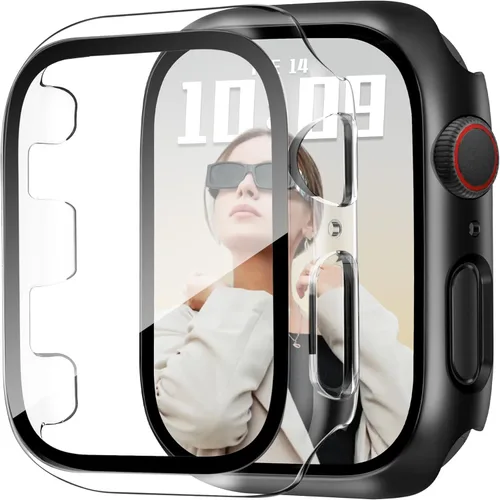Vista 35 de JR.DM - Juego de 2 fundas de policarbonato duro de 38 mm con protector de pantalla de vidrio templado HD para Apple Watch Series 3/2/1, protector
