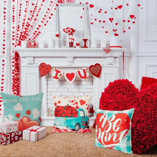 Vista 7 de Tatuo 8 fundas de almohada de San Valentín, fundas de almohada de corazón de 18 x 18 pulgadas, fundas de cojín decorativas, regalo de San Valentín