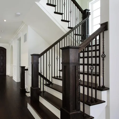 Vista 4 de Dunzy Balaustres de Cubierta de 1/2" x 44" Hierro Forjado Liso Balaustres de Metal Negro Balaustres Huecos de Hierro Varillas para Escalera