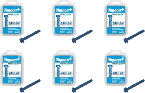 Vista 12 de Tapcon + Anclajes de hormigón de cabeza hexagonal de alta resistencia de 1/2 x 3 pulgadas, 10 unidades, revestimiento climático azul resistente a