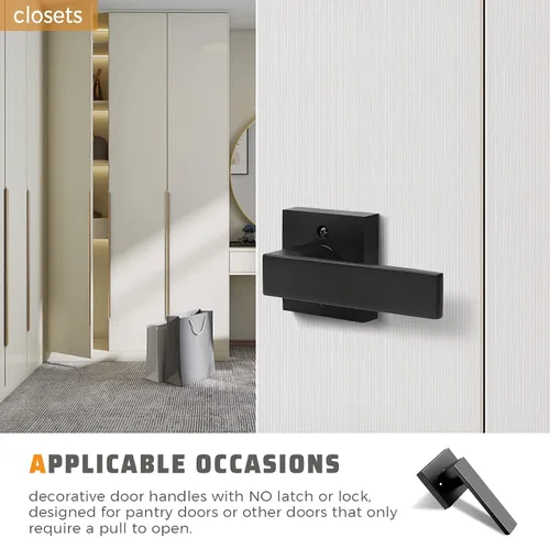 Vista 3 de KNOBWELL Paquete de 1 manija de puerta simulada negra para el interior, manijas de puerta simuladas con asas, tirador de puerta con función de giro