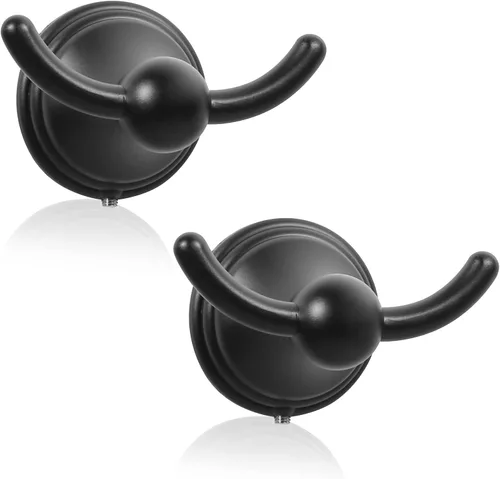 FILTA Ganchos para toallas de baño, ganchos negros mate para batas y toallas para montar en la pared, ganchos tradicionales para toallas y batas