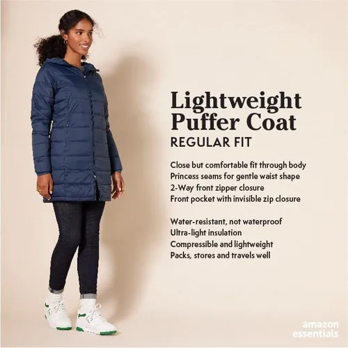 Vista 2 de Tienda Essentials - Chaleco para mujer, ligero, impermeable y fácil de guardar