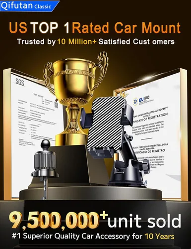 Vista 2 de Qifutan Soporte de teléfono para el salpicadero para el parabrisas del automóvil, para el salpicadero del automóvil, salida de aire, manos libres