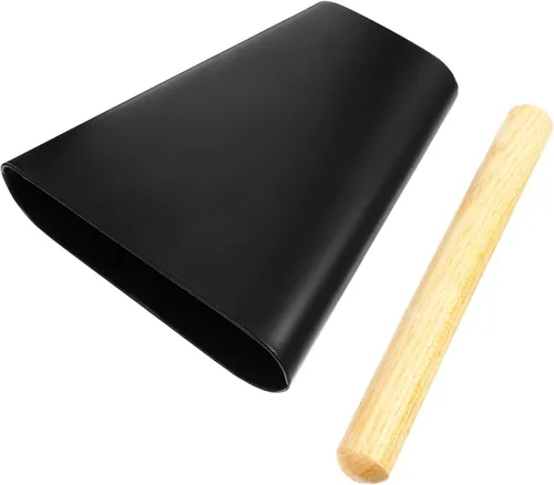 Vista 9 de EXCEART cencerro de vaca de 6 pulgadas de metal con mazo de madera, campanas de vaca de percusión, fabricante de ruido, kit musical de mano