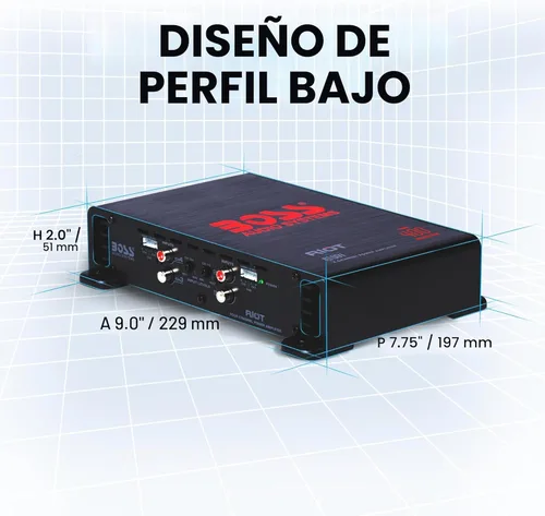 Vista 6 de BOSS Audio Systems R1004 Riot Series Amplificador de 4 canales de audio para automóvil - Clase A/B, 400 de alta salida, 2-8 ohmios estables