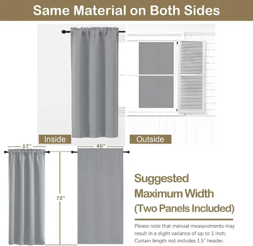 Vista 370 de OVZME Cortinas opacas negras para dormitorio de 54 pulgadas de largo, 2 paneles de cortinas modernas con aislamiento térmico sólido para sala