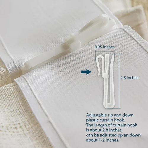 Vista 5 de Sunbox Cortinas traslúcidas de lino liso de 54 pulgadas de largo, cortinas plisadas con doble pellizco, cortinas de gasa semitransparentes
