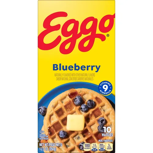 Vista 9 de Eggo Congelados Waffles, desayuno congelado, gofres tostadores, arándanos, caja de 12.3 onzas (10 gofres)