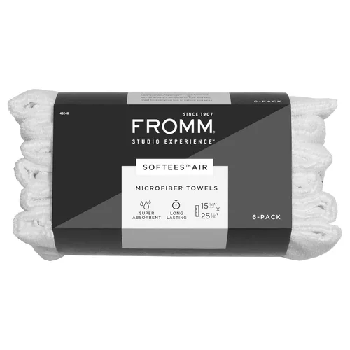 Vista 7 de Toallas de microfibra Fromm Softees para peluqueros, barberos, spa, gimnasio en Aqua, 16" por 29", 10 unidades. Toalla perfecta para el cuidado