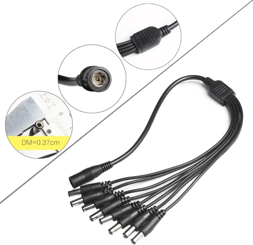 Vista 3 de DC 12V 5A Power Supply Adapter with 8 Splitter Power Cable for Security Camera CCTV DVR Surveillance System LED Power Transformers-Fits Analog/AHD
