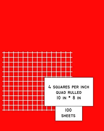Emraw Quad Ruled Notebook Spiral with 100 Sheets White Paper Set Includes Red