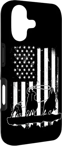 Vista 3 de USA Flag Team Roping Design Rodeo Western Horse Country Case for iPhone 17