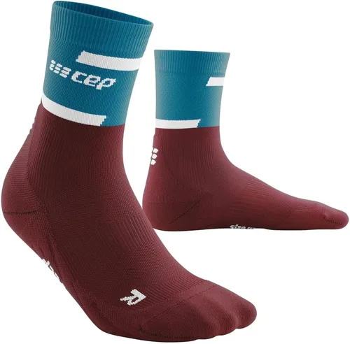 Vista 4 de CEP El Calcetines de compresión The Run 4.0 de corte medio Hombre Petrol/Rojo oscuro