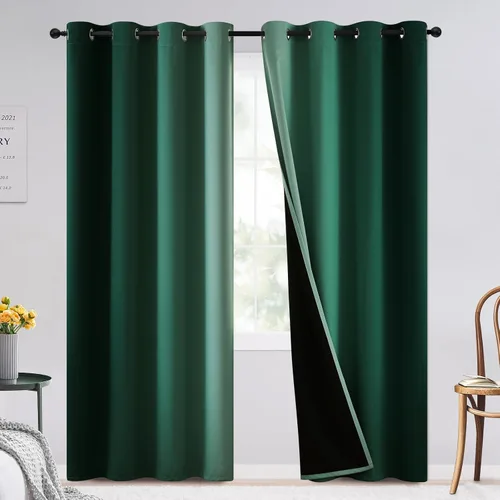 Vista 30 de SimpleHome Cortinas degradadas degradadas para oscurecer la habitación de 36 pulgadas de largo para dormitorio, con ojales y bloqueo de luz Negro