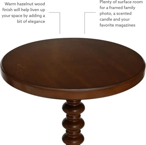 Vista 7 de Powell Tarkin - Mesa redonda con pedestal de eje torneado de avellana