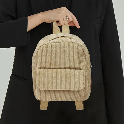 Mini mochilas para mujer, mochila de pana elegante para mujer, para citas, viajes, mochilas de campamento para mujeres y niñas, Beige
