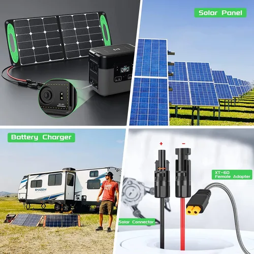 Vista 6 de Cable de extensión solar a XT60, adaptador solar de alimentación de 11 pies para Anker Powerhouse ECOFLOW River 2 Pro Max River Cable de carga