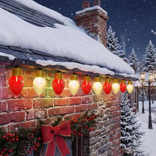 Vista 11 de Luces de Navidad Jumbo de 16 pies, Luces de Cadena Navideñas C7 Jumbo para Decoraciones al Aire Libre con 10 Bombillas Multicolor Grandes