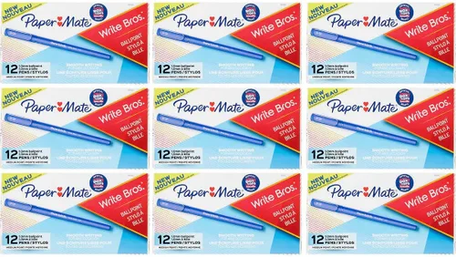 Paper Mate Write Bros. Bolígrafo de punta media de 0.039 pulgadas, 108 unidades (azul)
