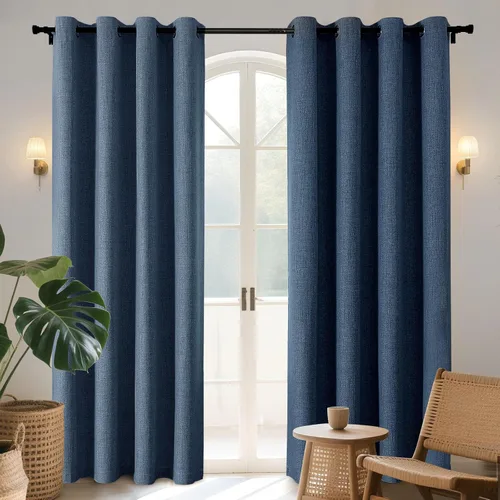 Vista 28 de Joydeco Cortinas opacas de 72 pulgadas de largo, 2 paneles burg, cortinas de oscurecimiento de habitación para dormitorio, cortinas térmicas Negro