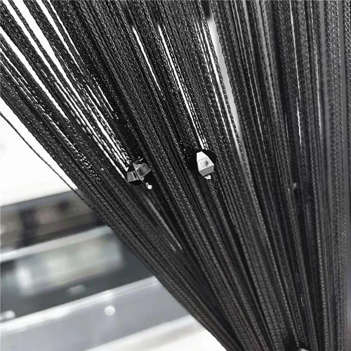 Vista 6 de Cortina decorativa Eve Split para puerta, ventana, pared, panel, divisora de ambientes, bodas, restaurantes, tienda de café, con cristales y borlas