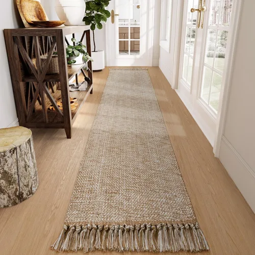 Vista 77 de Collive Alfombra de Baño Negra, 2' x 3' Tejida a Mano Lavable Alfombras Pequeñas de Cocina, Alfombra de Entrada Reversible de Algodón Alfombra